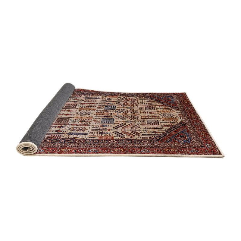 Tapis oriental rouge / gris / ivoire, Rond 8 pi