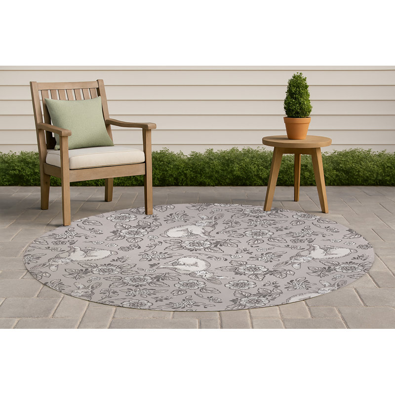 Tapis d'extérieur Bunny, Naturel, Rond 5 pi