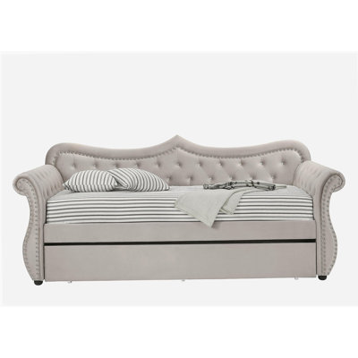Adkins Beige Linen Daybed W/Trundle (Twin)