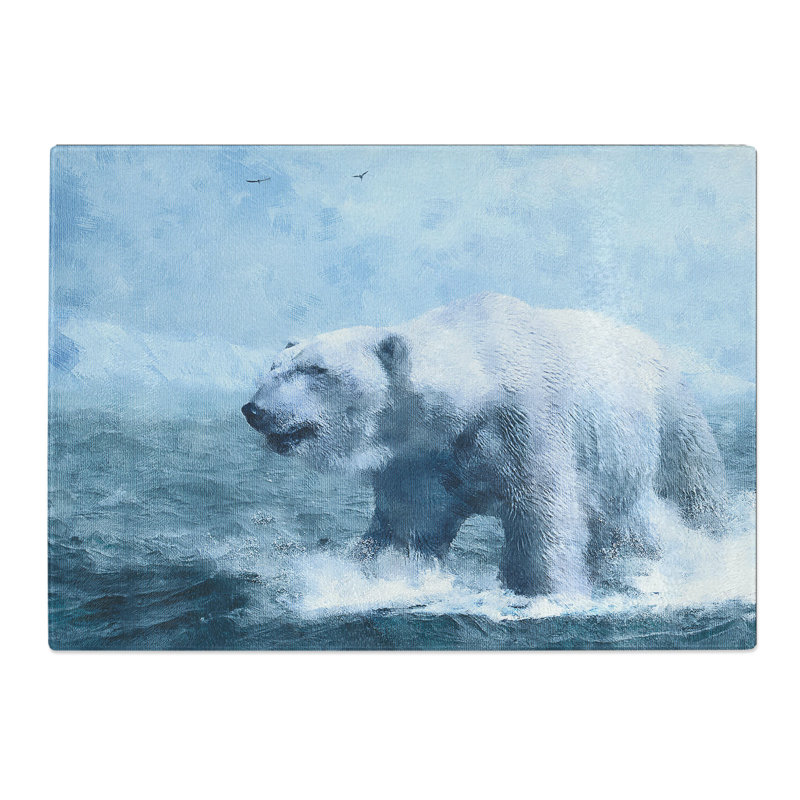 A Polar Bear Painting Chopping Board, 0.4cm H x 29cm W x 39cm L