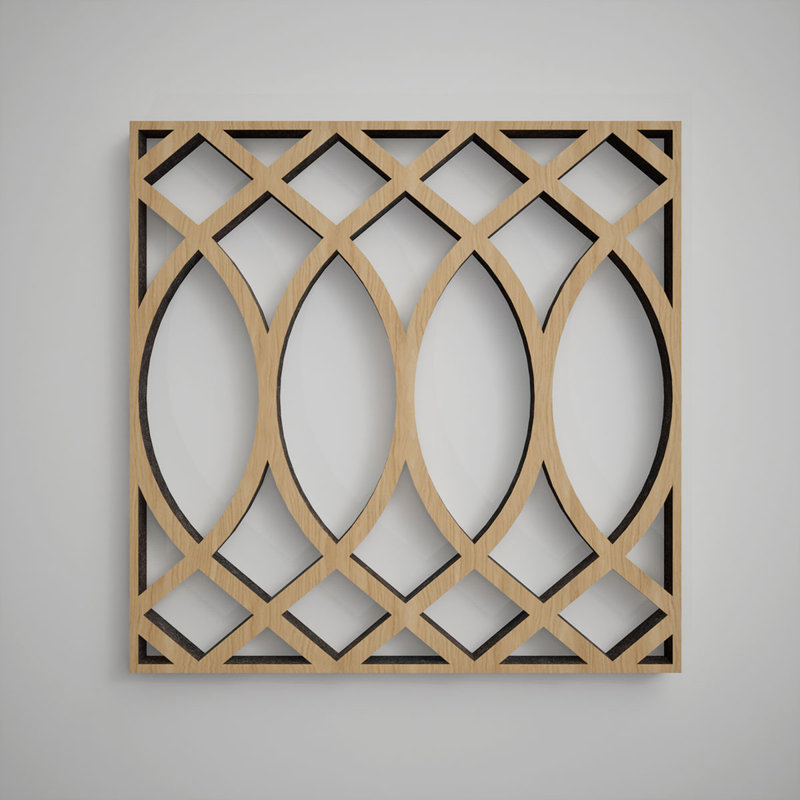 Montrose Decorative Fretwork Wood Wall Panels, Extra Small, 7 3/8"W x 7 3/8"H x 3/8"T, White Oak