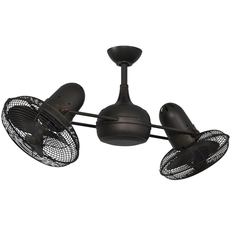 39" Dagny Dual Rotational 3 Blade Ceiling Fan with Remote, Textured Bronze
