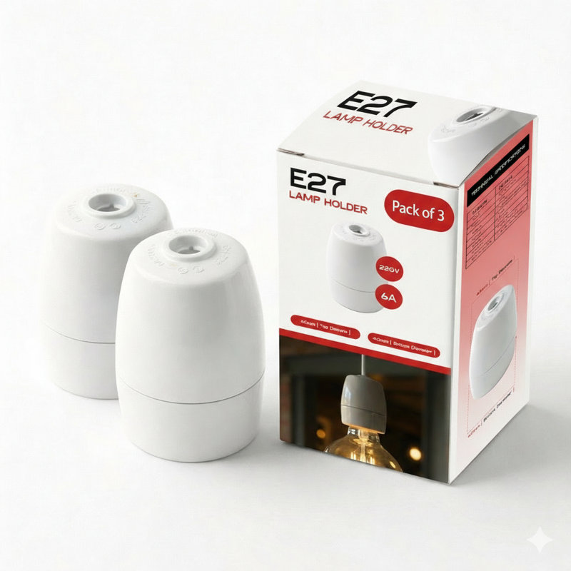 E27 Edison Screw Bulb Holder Socket, Heat Resistant High Temperature Lamp Base with Brass Terminals for LED Light Fittings