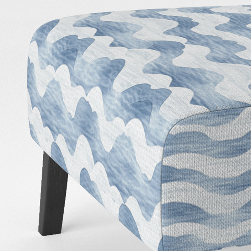 Fauteuil de chambre Oriental rembourré - tatami bleu doux et blanc, Pantoufle sans accoudoirs