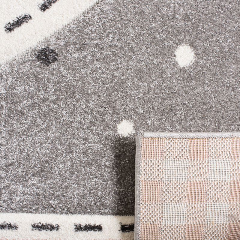 Burgan Polka Dots Gray Area Rug, Rectangle 5'3" x 7'6"