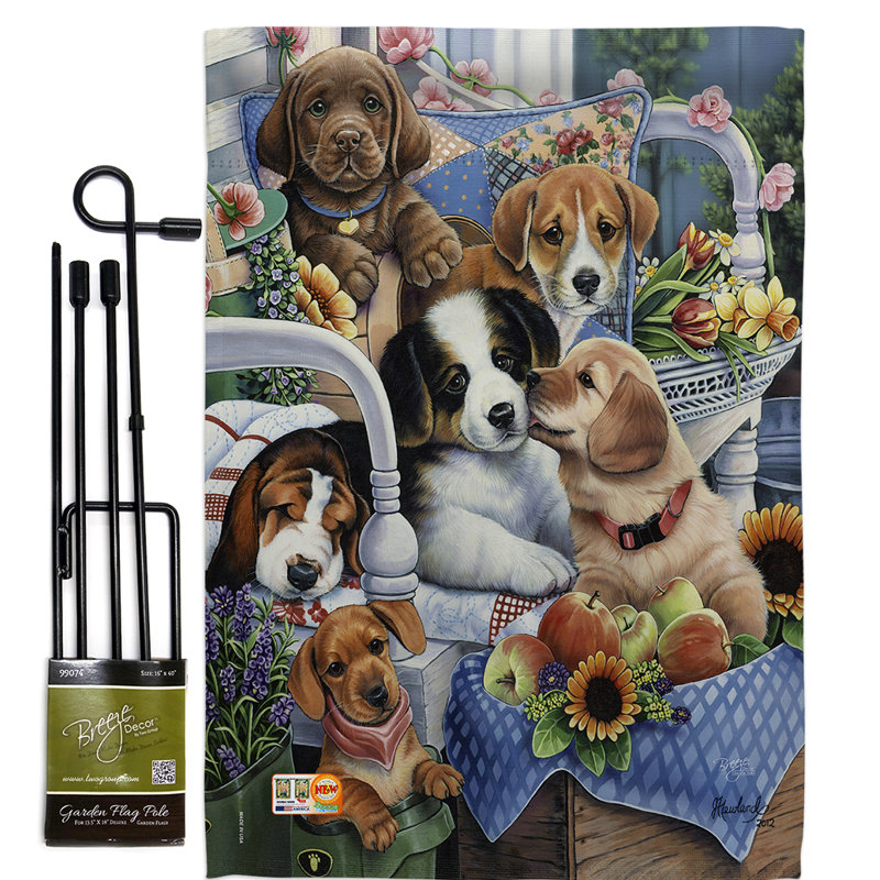 Ensemble de 2 faces 1,5 x 1,1 pi. "country pup nature animaux"