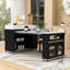 Chariot de cuisine mobile avec plateau de table extensible, prise de courant intégrée, rangement dissimulé et roues verrouillables-391320588