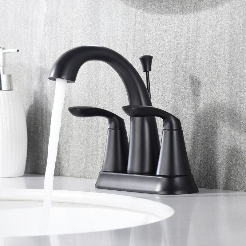 Stilleto Collection Double Handle 4" Centerset Lavatory Bathroom Sink Faucet with Drain Assembly - Matte Black, Matte Black