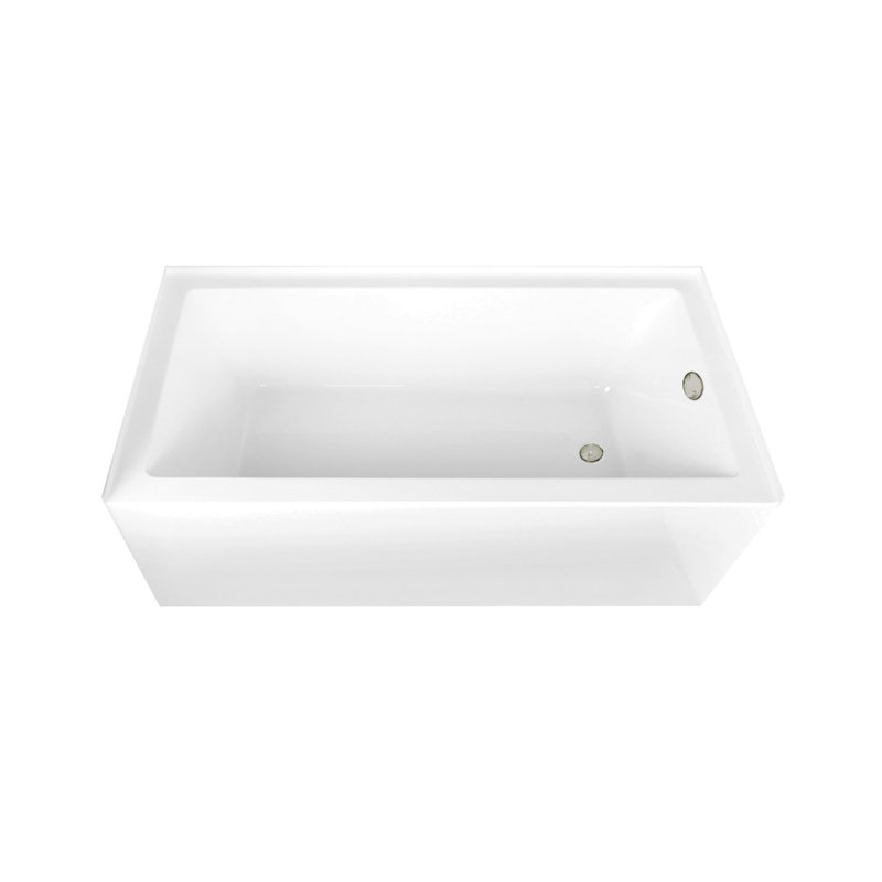 Kingston Brass Aqua Eden 66-Inch Acrylic Rectangular 3-Wall Alcove Tub, Right, Polished Nickel