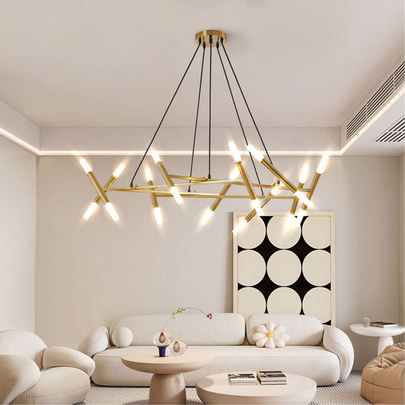 Luminaire lustre 41 po, Doré
