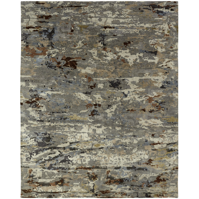 Simah Wool Camouflage Area Rug, Rectangle 10' x 14'