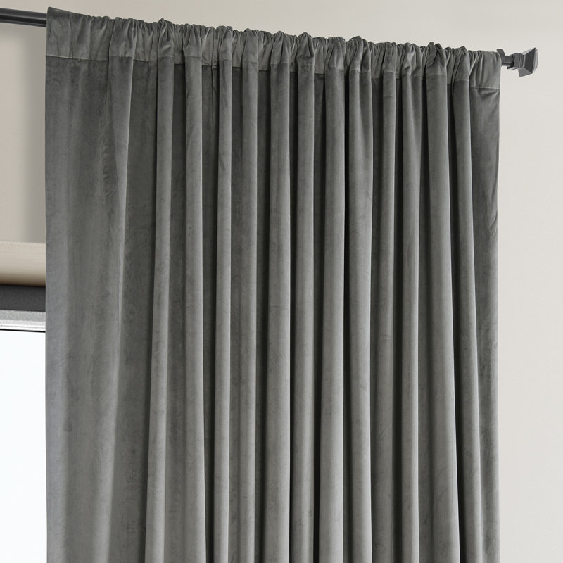 Loria Plush Velvet 100% Blackout Curtains For Bedroom, Living Room - Single Panel, 50" W x 84" L, Nightlife Gray