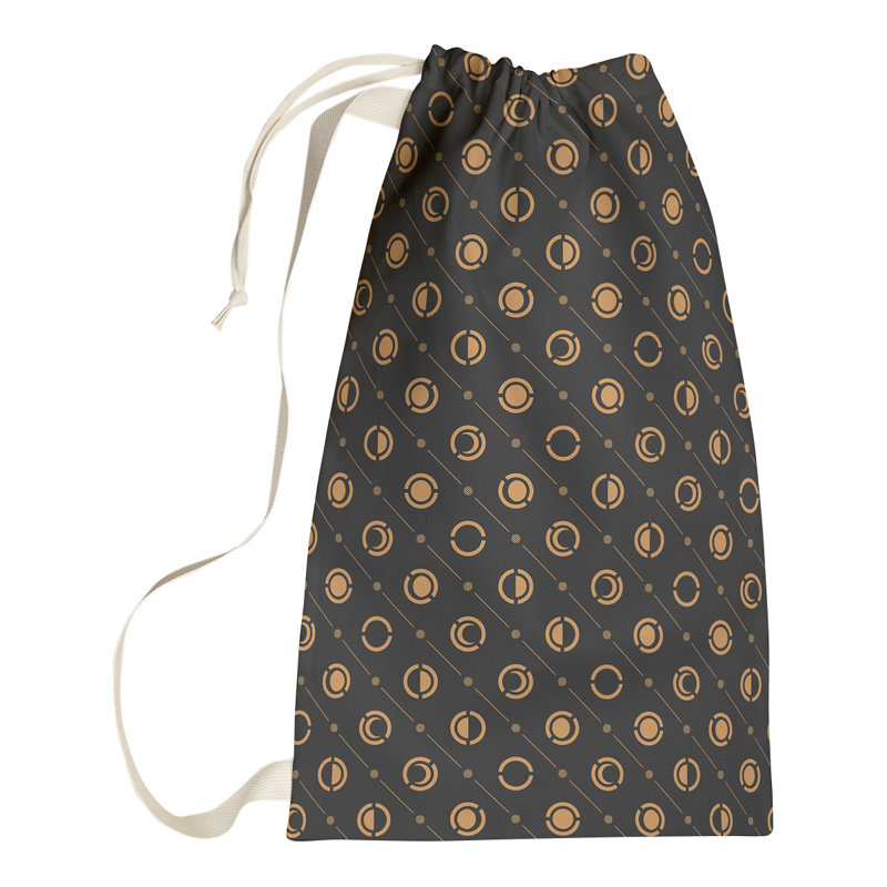 Skeffingt Fabric Laundry Bag with Handles, 29" H x 18" W x 1.5" D, Orange/Black
