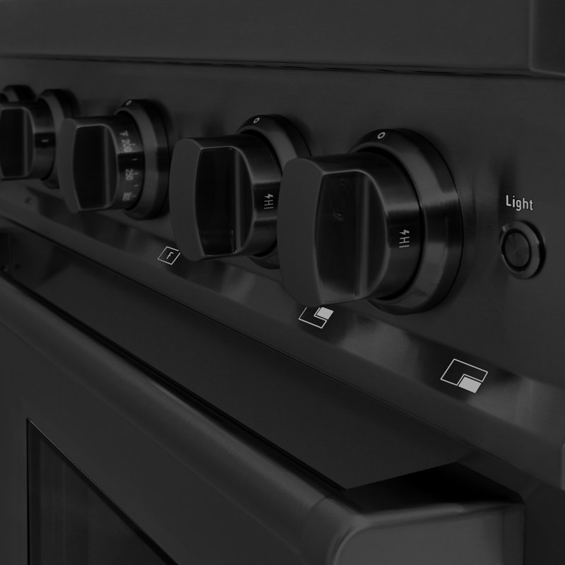 ZLINE Autograph 30" Classic Dual Fuel Range w/ 4 Burners & Champagne Bronze Accents, Black