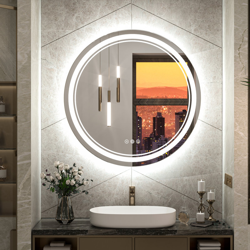 Miroir de salle de bain Elayshia, 30 po x 30 po