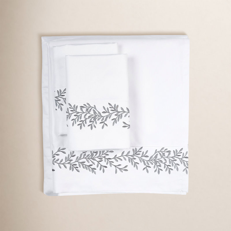 Canberra Floral Sheet Set, Gray, Twin Sheet Set with 2 Pillowcases