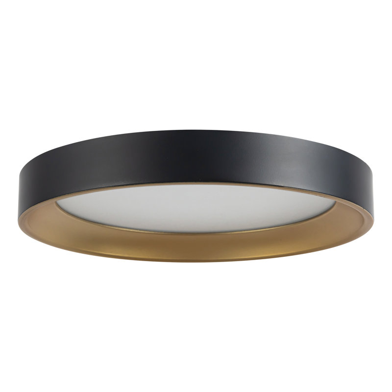 Nix 9-in Black dimmable LED Flush Mount, Matte Black/Gold