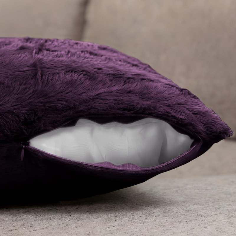 Faux Fur Throw Pillow, Purple