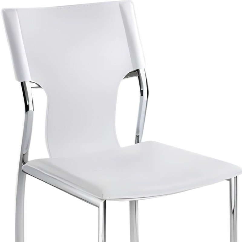 Ensemble de quatre chaises d'appoint en métal et cuir blanc et argent, Blanc