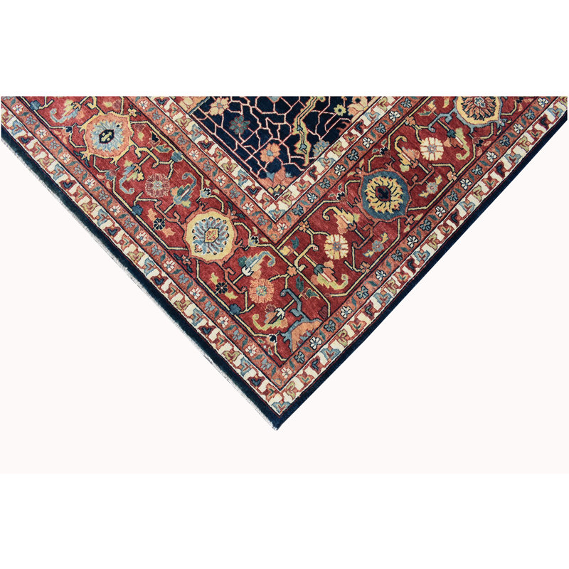 Hand Knotted Wool Oriental Area Rug in Black/Green/Brown