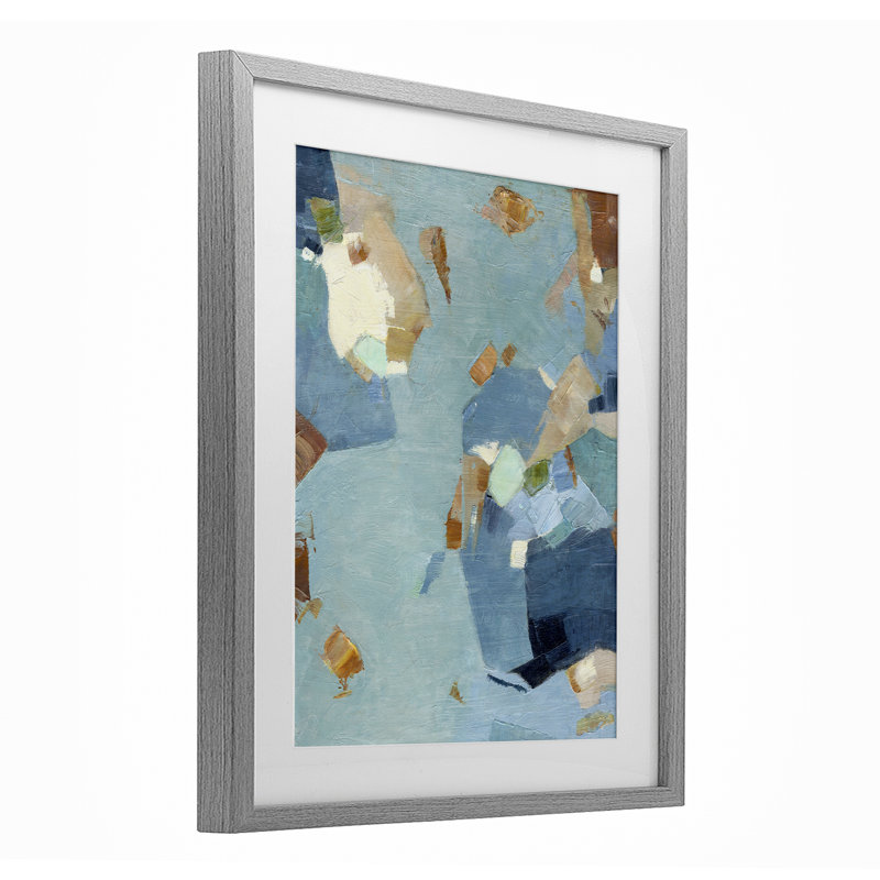 «Blue Moon» Organic Abstraction, reproduction d'art sous verre encadrée par Suzanne Nicoll, H 21 po x l 17 po