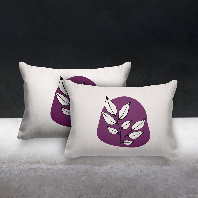 Housse et insert de coussin rectangulaire en polyester pour l'intérieur et l'extérieur, Mauve / beige