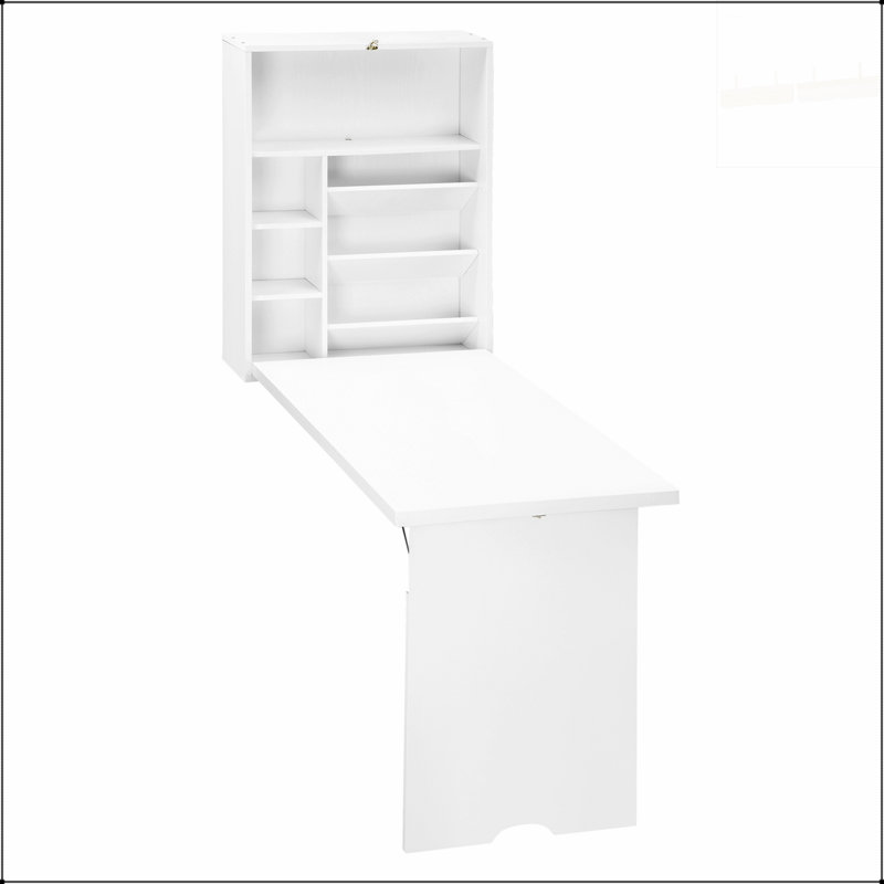 Bureau convertible mural pliable, bureau flottant multifonctionnel avec tablette de rangement pour économiser de l'espace et organiser
