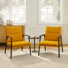 Fabric Upholstered Accent Armchair With Metal Frame And Wooden Armrests