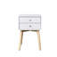 Mid-century Modern White Side Table, Bedside Table With 2 Drawers And Rubber Wood Legs: Storage Cabinet For Bedroom Or Living Room