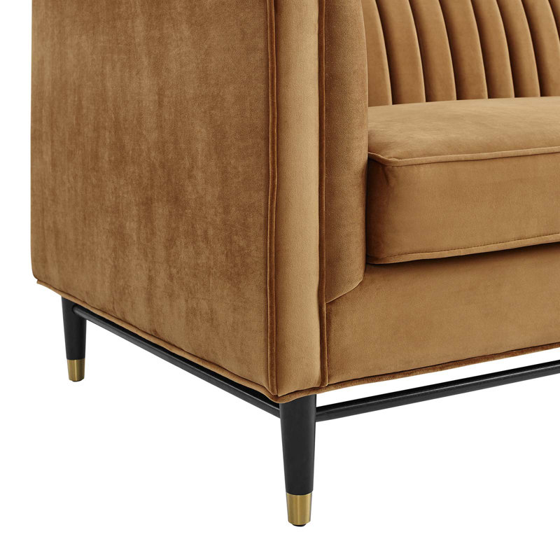 Causeuse en velours Devote, Velours cognac