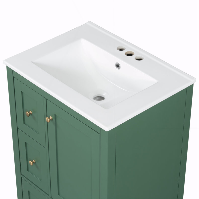 Meuble-lavabo de salle de bain avec rangement, Vert foncé
