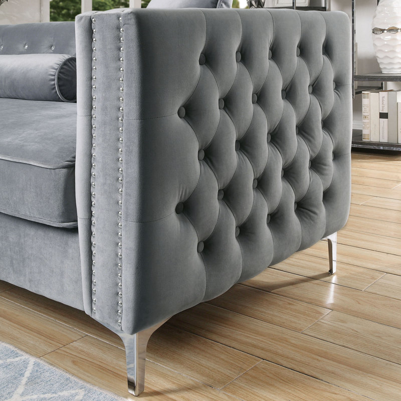 Ahearn Upholstered L-Shaped Sectional Left Hand Facing, Gray Flannelette