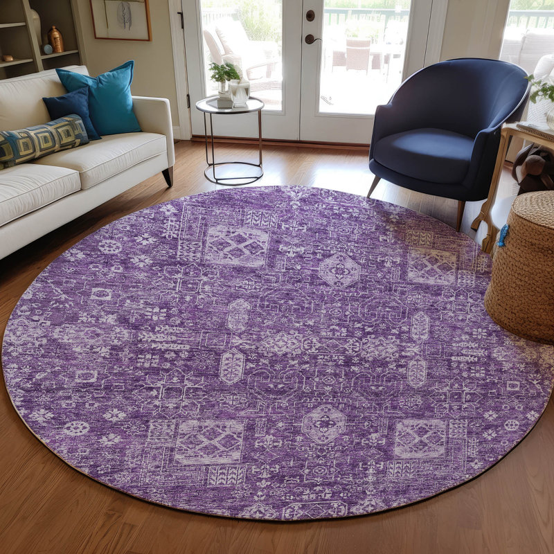 Tapis intérieur / extérieur Heffington avec envers antidérapant, Rond 8 pi