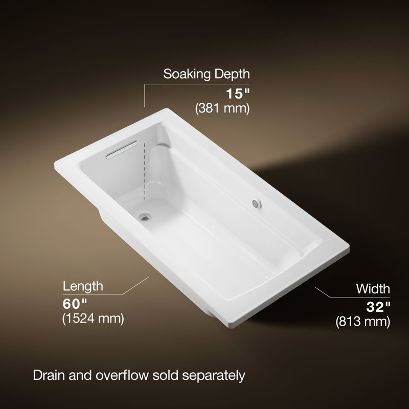 Archer 60" x 32" Soaking Bathtub, White