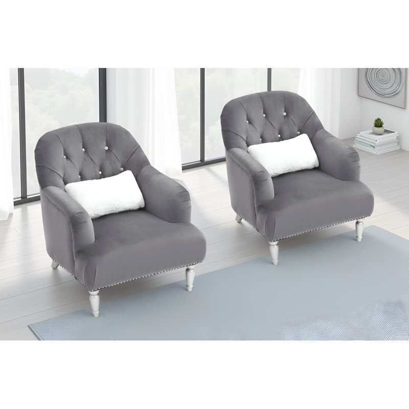 Ensemble de 2 chaises en velours bleu barcelos, Velours gris velours