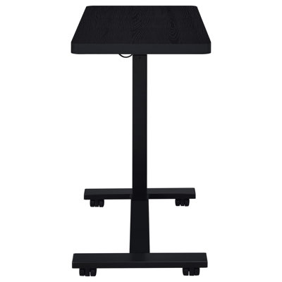 Westpark Pneumatic Height-Adjustable C-Shaped Side Table with Rectangular Top and Casters, Black