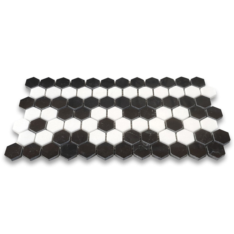 1 in. x 1 in. Honeycomb Polished Marble Tile