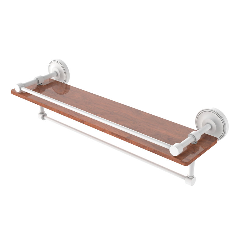 Alcott Bracket Shelf with Towel Bar, Matte White, 5" H x 22" W x 5" D