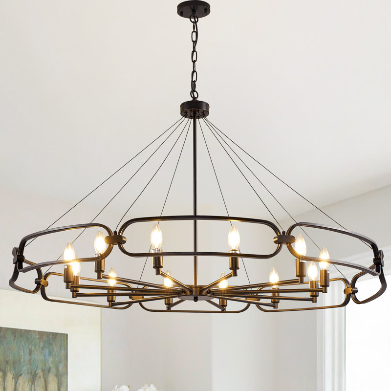 Lustre classique / traditionnel 12 lumières à intensité variable, Noir