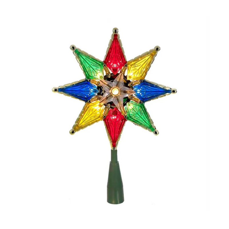 Multi-Colored Plastic 10-Light 8-Point Star Tree Topper