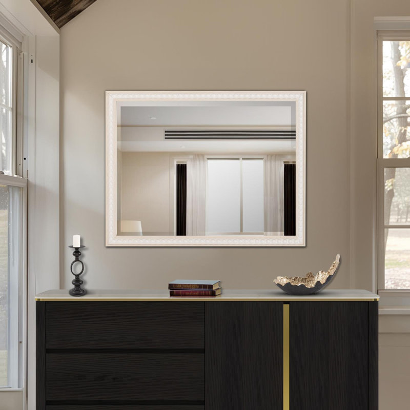 Miroir de coiffeuse perlé, Blanc, 28 po x 22 po