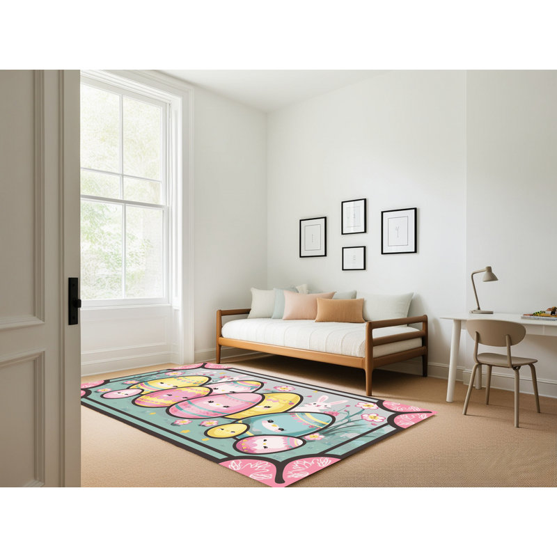 The Holiday Aisle® Easter Spring Holiday Rug, Rectangle 5' x 8'