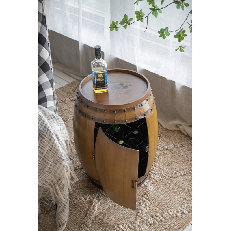 Drum shape patio table with storage, Rustic Brown