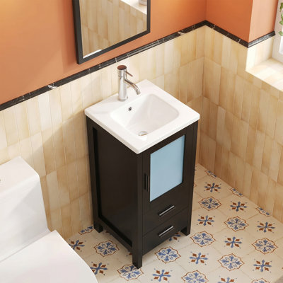 Meuble-lavabo simple 16 po avec plateau en céramique 16 po