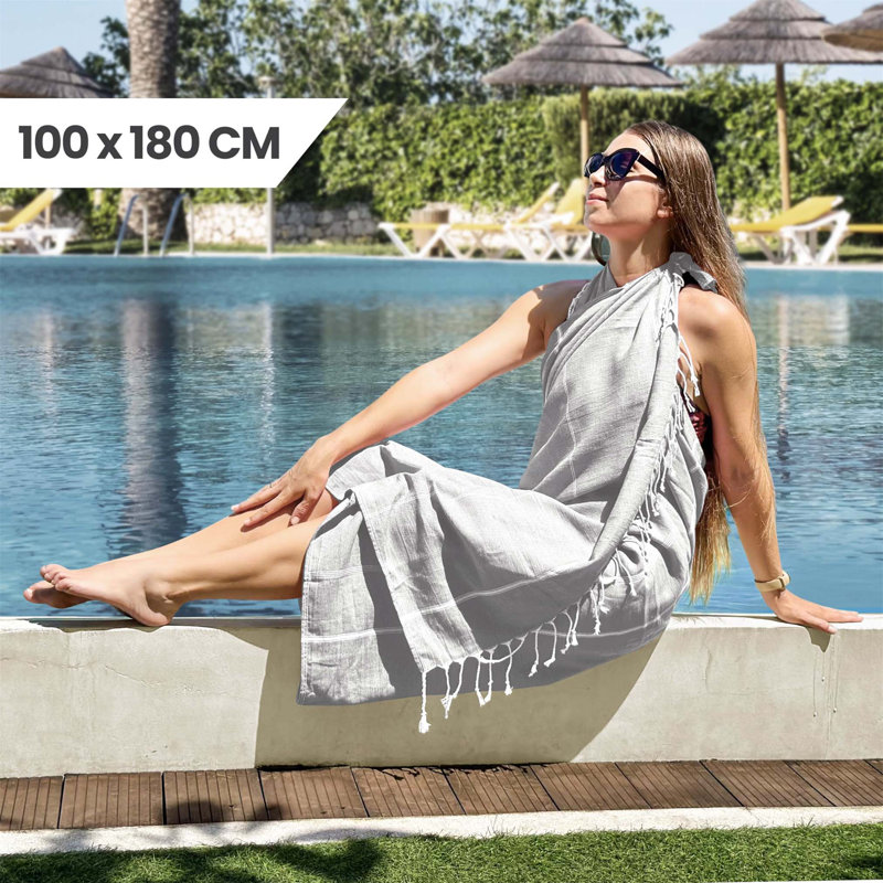 100% Cotton Beach Towel, Cool Grey