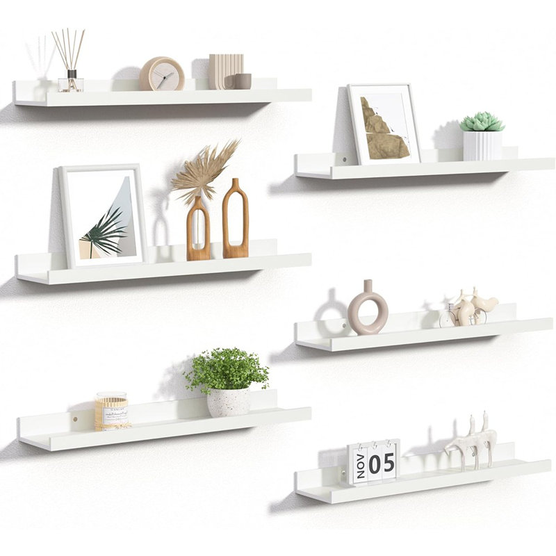 Ensemble de 6 tablettes en bois blanc pour la chambre à coucher, le salon, la salle de bain et la cuisine