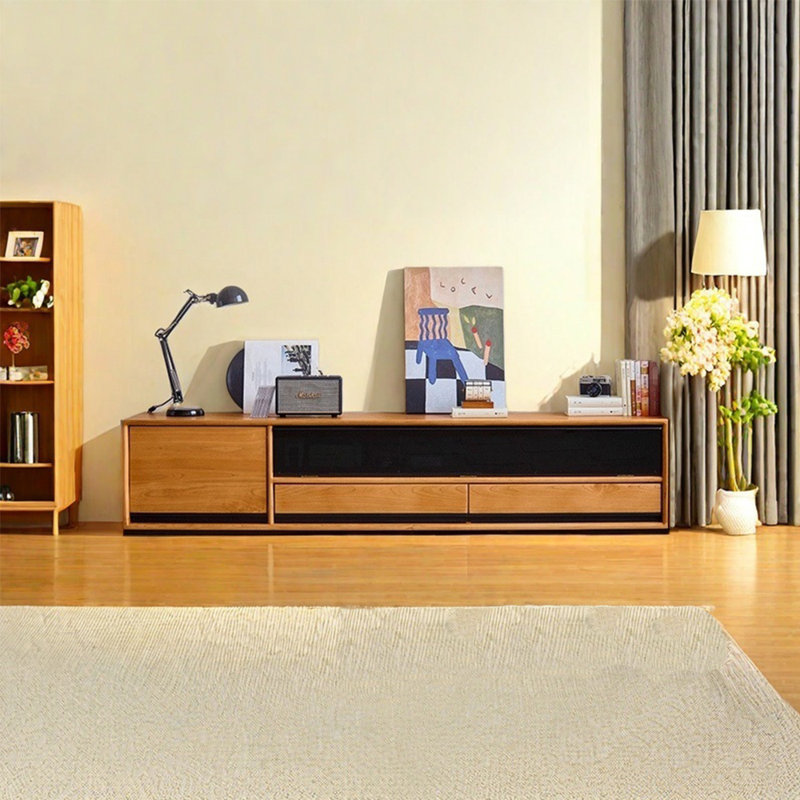 Meuble télé en bois massif de grande capacité, 62.99"