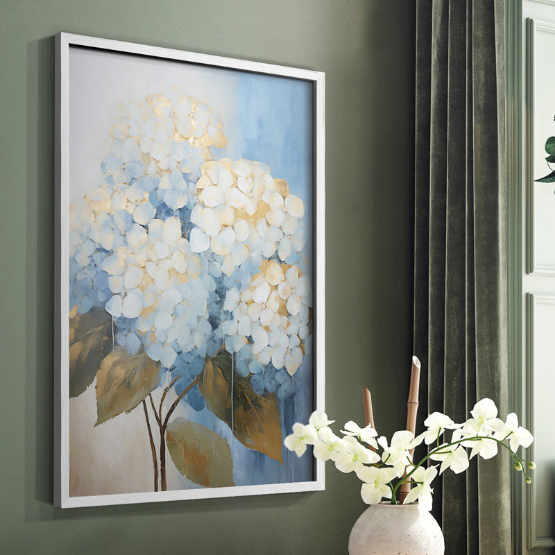 Série FLORAL CXVII - reproduction encadrée de qualité supérieure - prête à être accrochée - aucun clou requis, Blanc