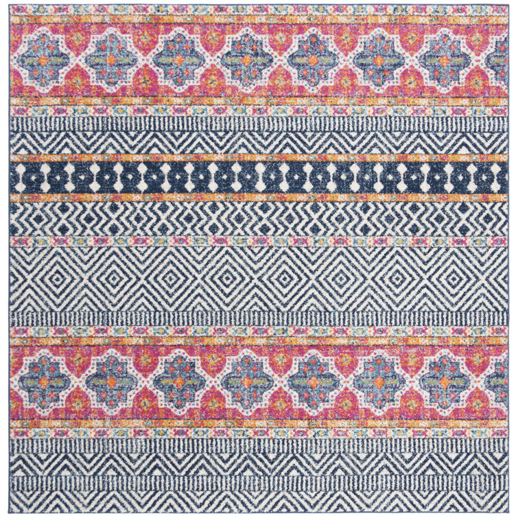 Felty Geometric Navy/Ivory Area Rug