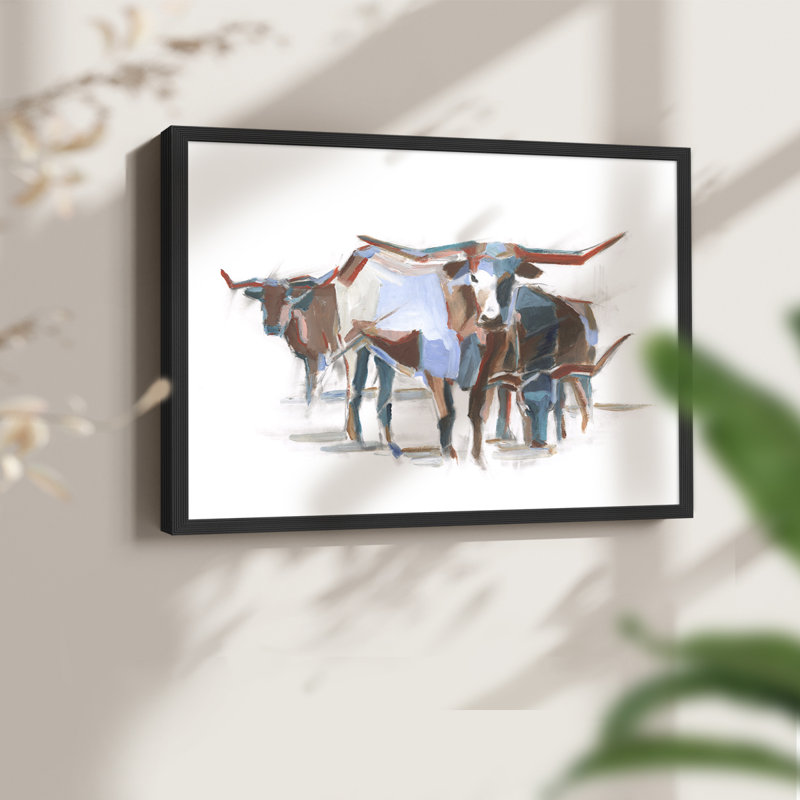 Modern Longhorns II - reproduction encadrée - réarmable, Noir, noir, noir, noir, H 16 po x l 20 po
